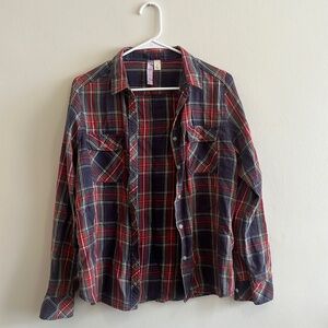 alya 100% Cotton Muted Plaid Flannel Size L